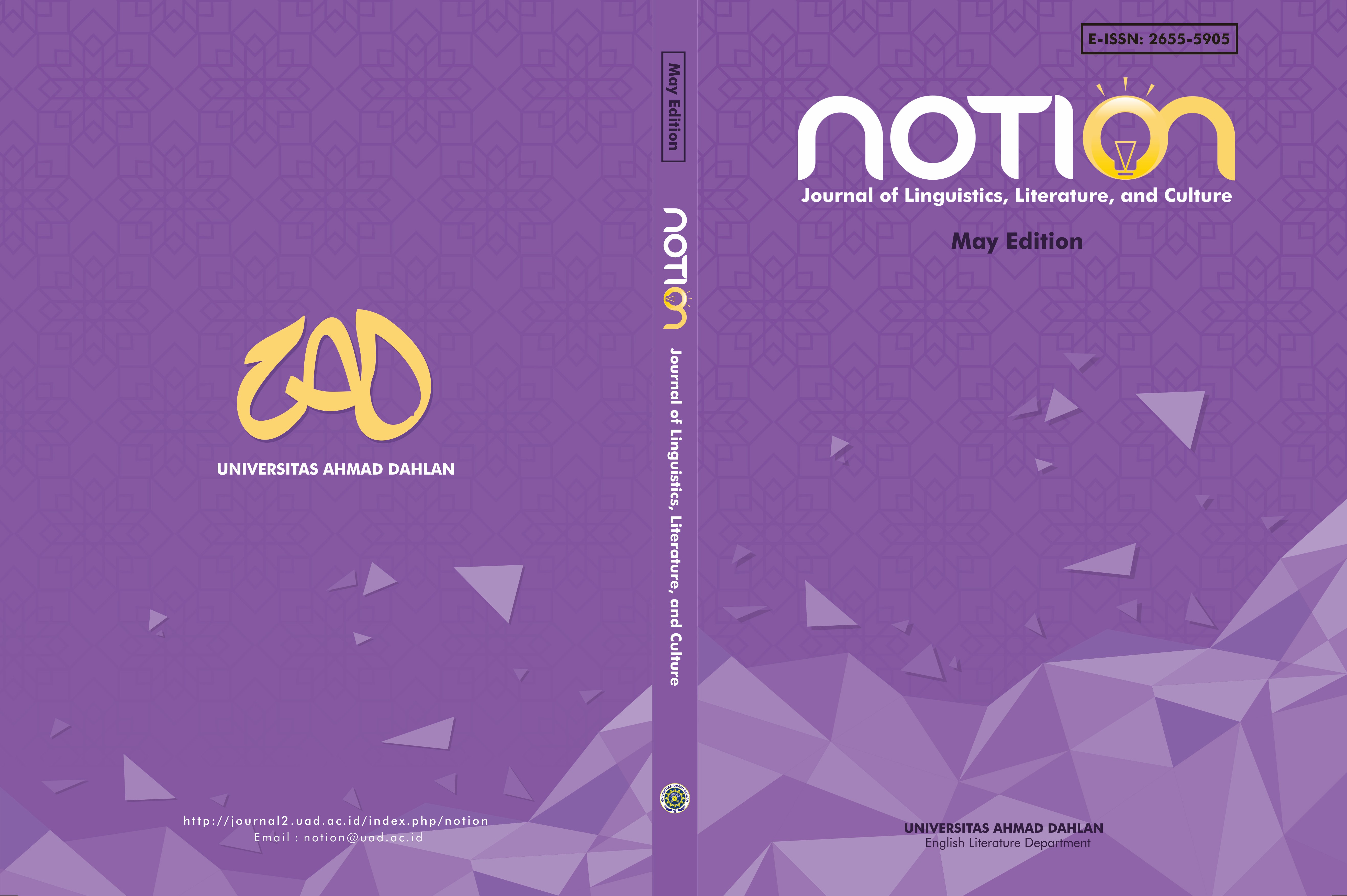 					View Vol. 8 No. 1 (2026): NOTION: Journal of Linguistics, Literature, and Culture.
				